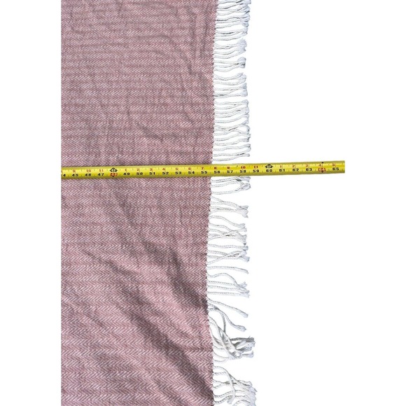 Nido Notte Made In Italy Throw Blanket 56x49 Pink Cream Chevron Stripes Fringed - Picture 7 of 12